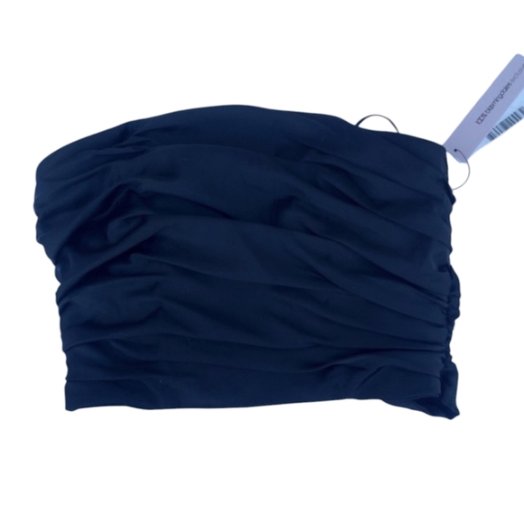 AQUA Black Strapless Ruched Tube Top - 100%  Bloomingdale’s Exclusive small - Picture 1 of 11